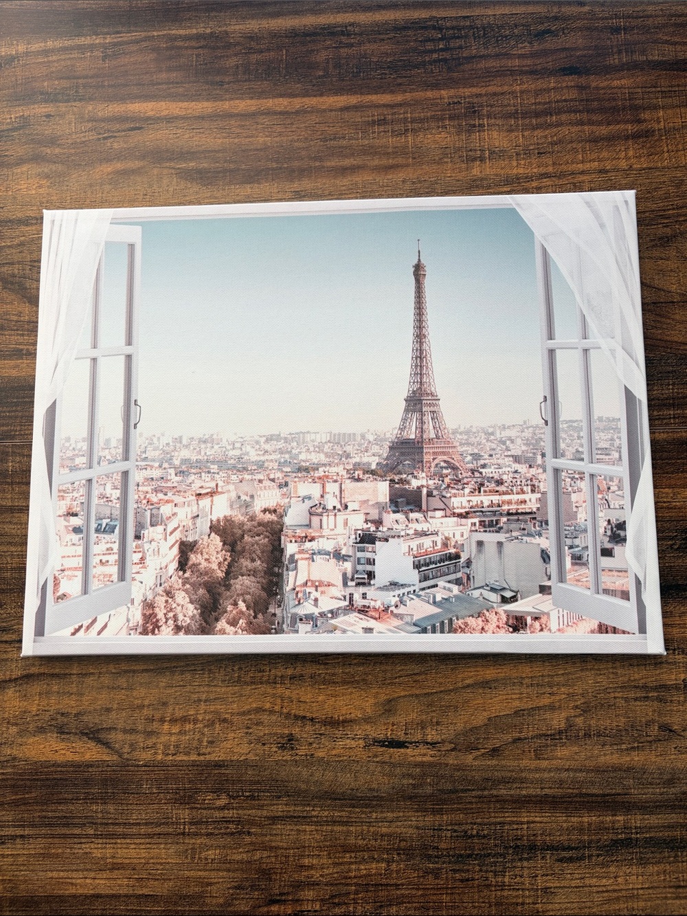 Paris Eiffel Tower Window View Wall Art - Soft Pastel Tones